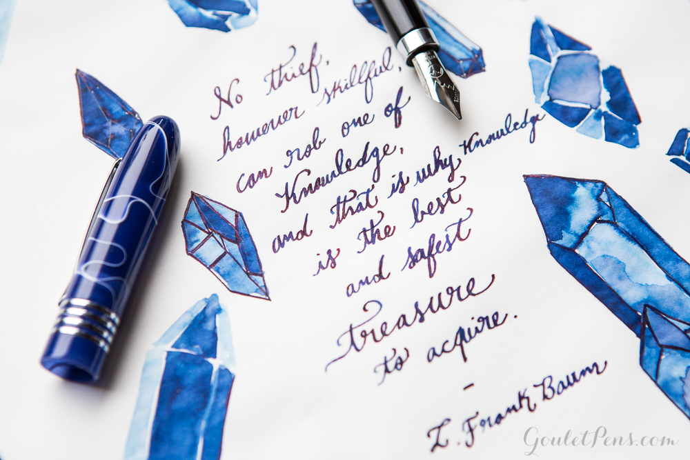 blue ink.